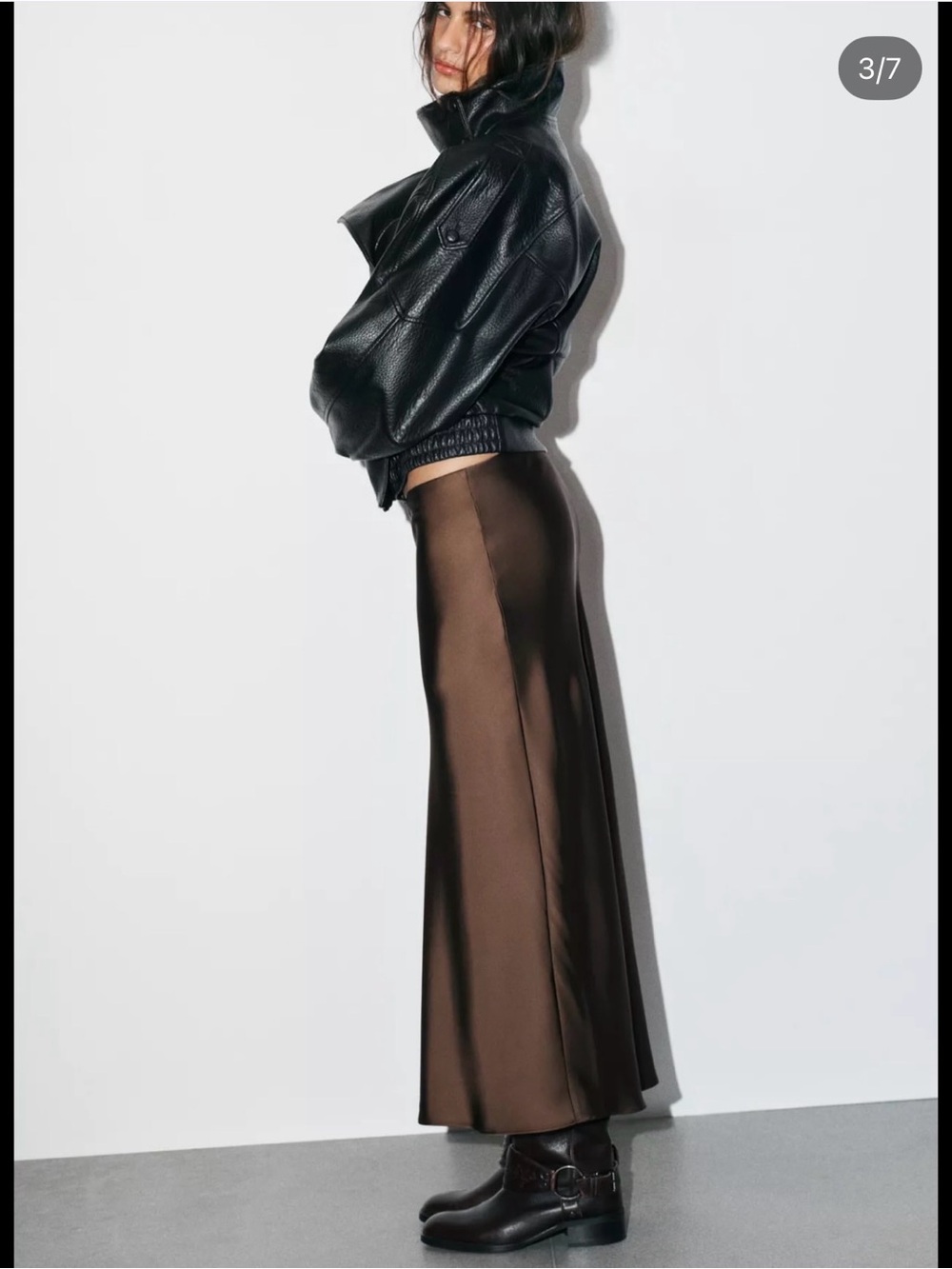 Zara Brown Satin Maxi Skirt